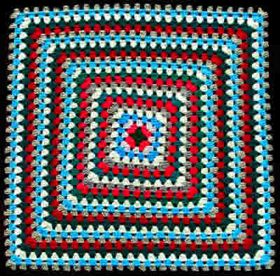 Lap Rug 3 (close-up) Crocheted Multi-coloured Commercial Wool